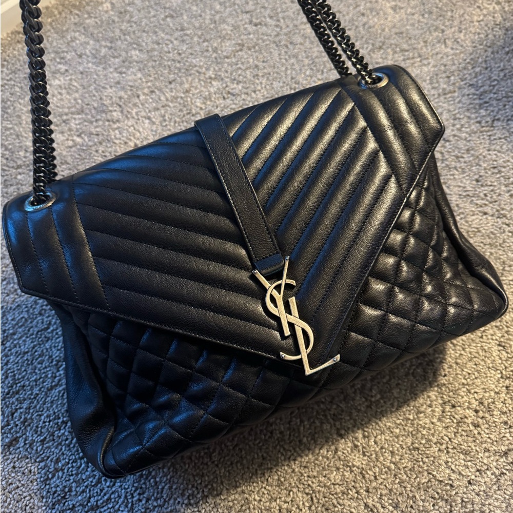 Black Quilted Yves Saint Laurent Cross Body Bag